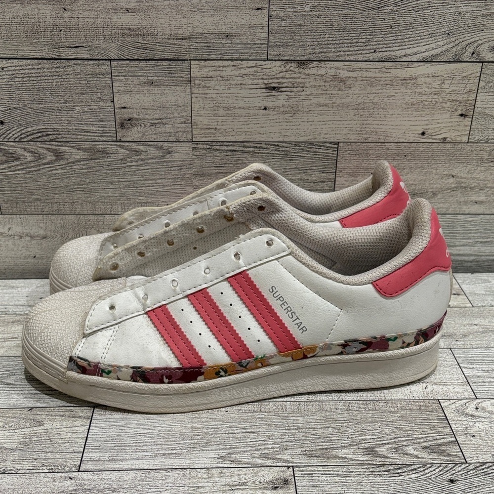 Adidas Superstar Floral Pink and White Shoes